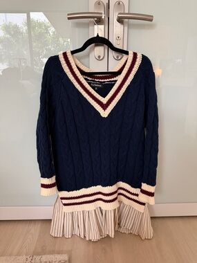 $174 Anthropologie EN SAISON KNOX TWOFER MINI SWEATER DRESS medium petite